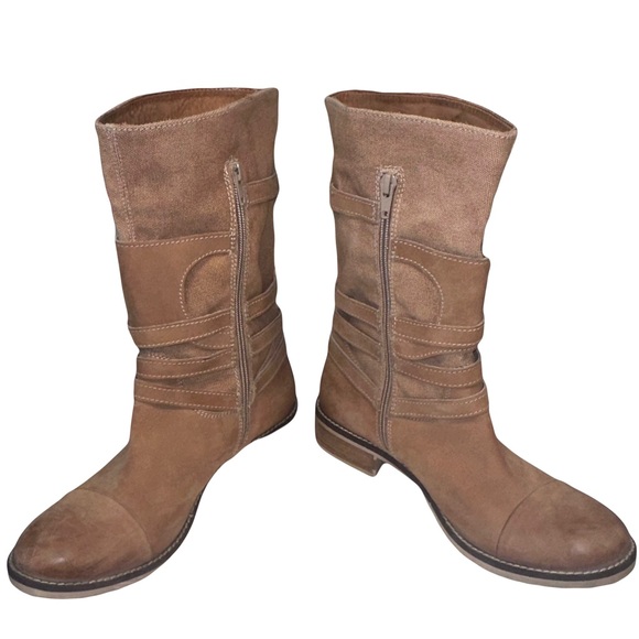 Sundance Tan Ankle Boots with Buckle Straps - Picture 5 of 7